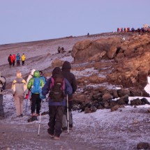 Crowded summit of Kilimanjaro